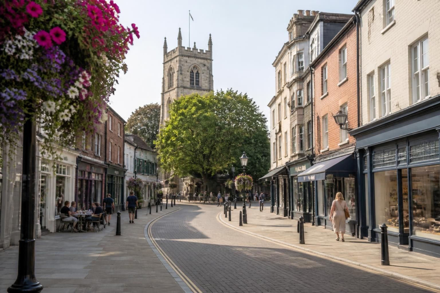 Bishop’s Stortford town scene with clean streets and local shops.