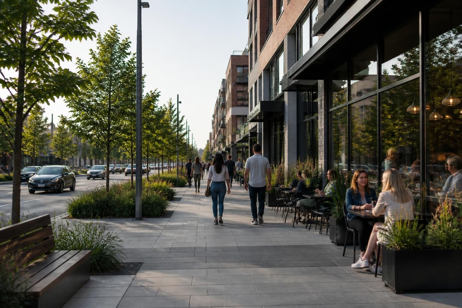 Enfield commercial streetscape with calm urban neighborhood atmosphere.